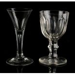 Property of a gentleman - a mid 18th century drawn stem ale glass, with tear drop & high conical