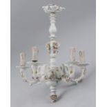 Property of a lady - a modern Capodimonte Naples floral encrusted porcelain five light chandelier or