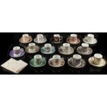 Property of a lady - eight Coalport limited edition cups & saucers; together with six other