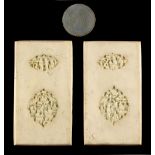 Property of a deceased estate - a pair of 19th century Chinese Canton carved ivory panels,