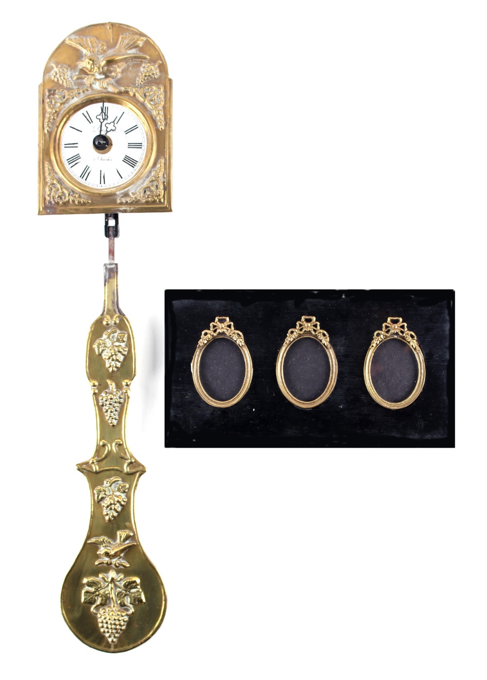 Property of a lady of title - a modern miniature comptoise clock, the quartz movement with