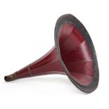 Property of a deceased estate - an early 20th century red japanned gramophone trumpet, 22.5ins. (