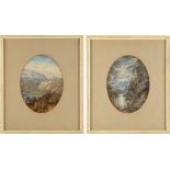 Property of a gentleman - late 19th / early 20th century - LANDSCAPES - a pair, watercolours, ovals,