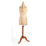 Property of a deceased estate - a mannequin tailor's dummy, on turned beechwood tripod base,