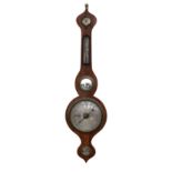 Property of a gentleman - a 19th century rosewood 'onion' top barometer, with thermometer & level,