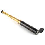 Property of a gentleman - a leather covered brass two-draw telescope, by Hamblin, Eastbourne (see