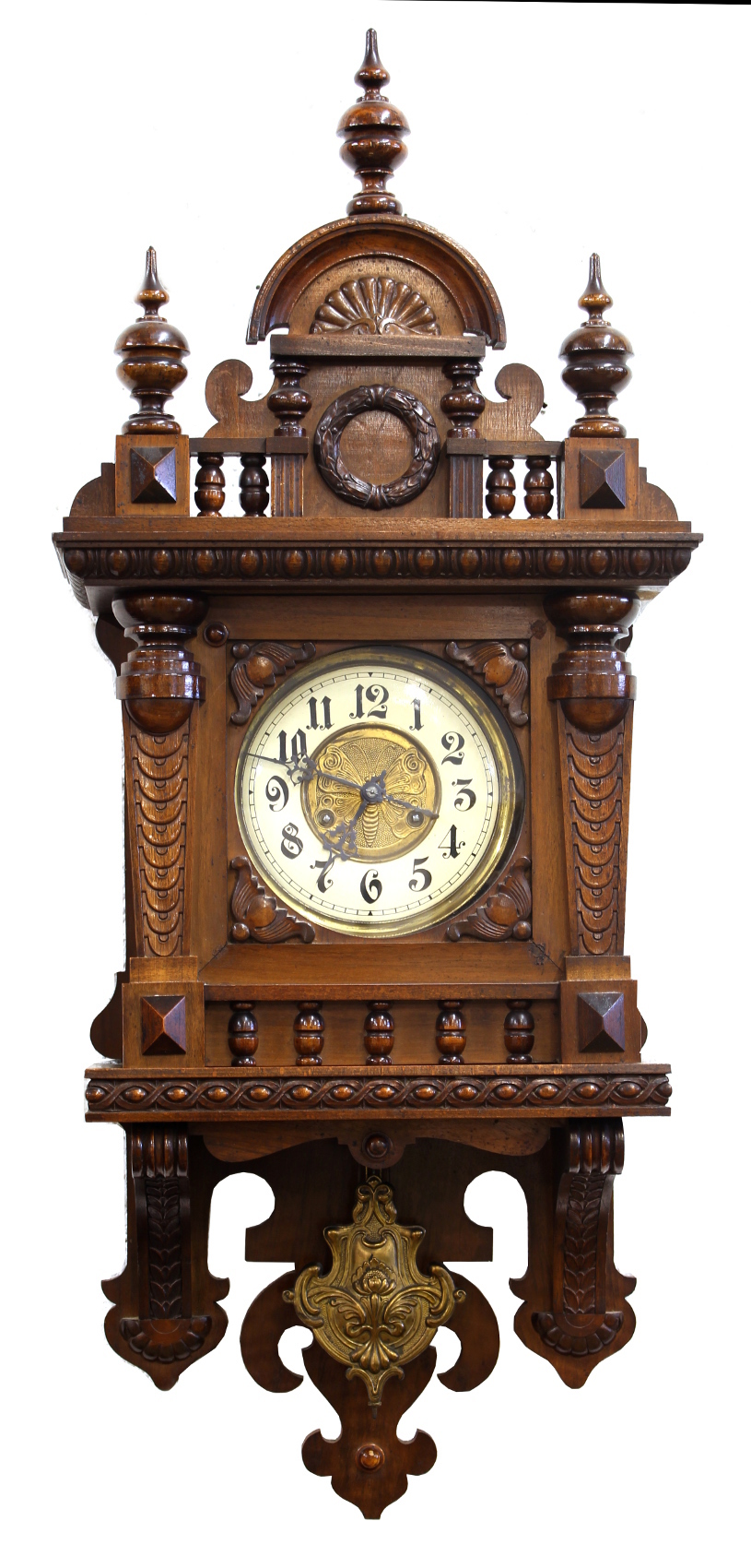 Property of a deceased estate - a late 19th century carved wall clock, the German 8-day movement