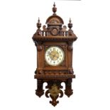 Property of a deceased estate - a late 19th century carved wall clock, the German 8-day movement