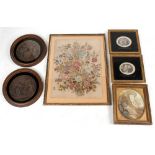 Property of a gentleman - a pair of gilt circular framed prints after Angelica Kauffman, with