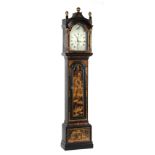 Property of a gentleman - a George III black chinoiserie cased 8-day striking longcase clock, the