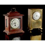 Property of a gentleman - a late 19th century brass rectangular cased mantel clock timepiece, with