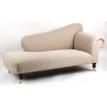 Property of a gentleman - a modern Victorian style cream upholstered chaise longue, with turned legs