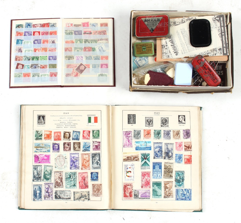 Property of a deceased estate - an album & box containing a small stamp collection (2).