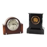 Property of a gentleman - a Victorian black & verde antico marble cased mantel clock timepiece, with