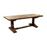 Property of a deceased estate - an Italian fruitwood refectory table, of good colour with carved