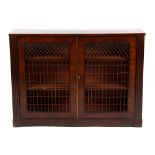 Property of a lady of title - a mahogany & rosewood banded dwarf bookcase with brass grilles,