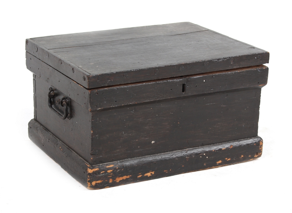 Property of a deceased estate - a small stained pine tool chest & contents, 16.75ins. (42.5cms.) - Image 2 of 2