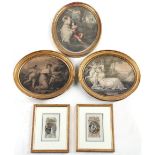 Property of a deceased estate - a group of five antique decorative prints including a pair in gilt