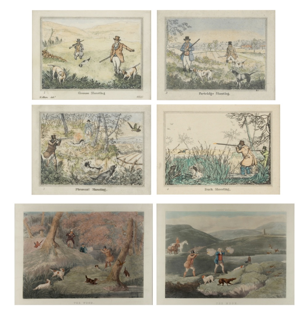 Property of a lady - after Henry Alken - 'THE MOOR' and 'THE WOOD' - two coloured engravings, plates