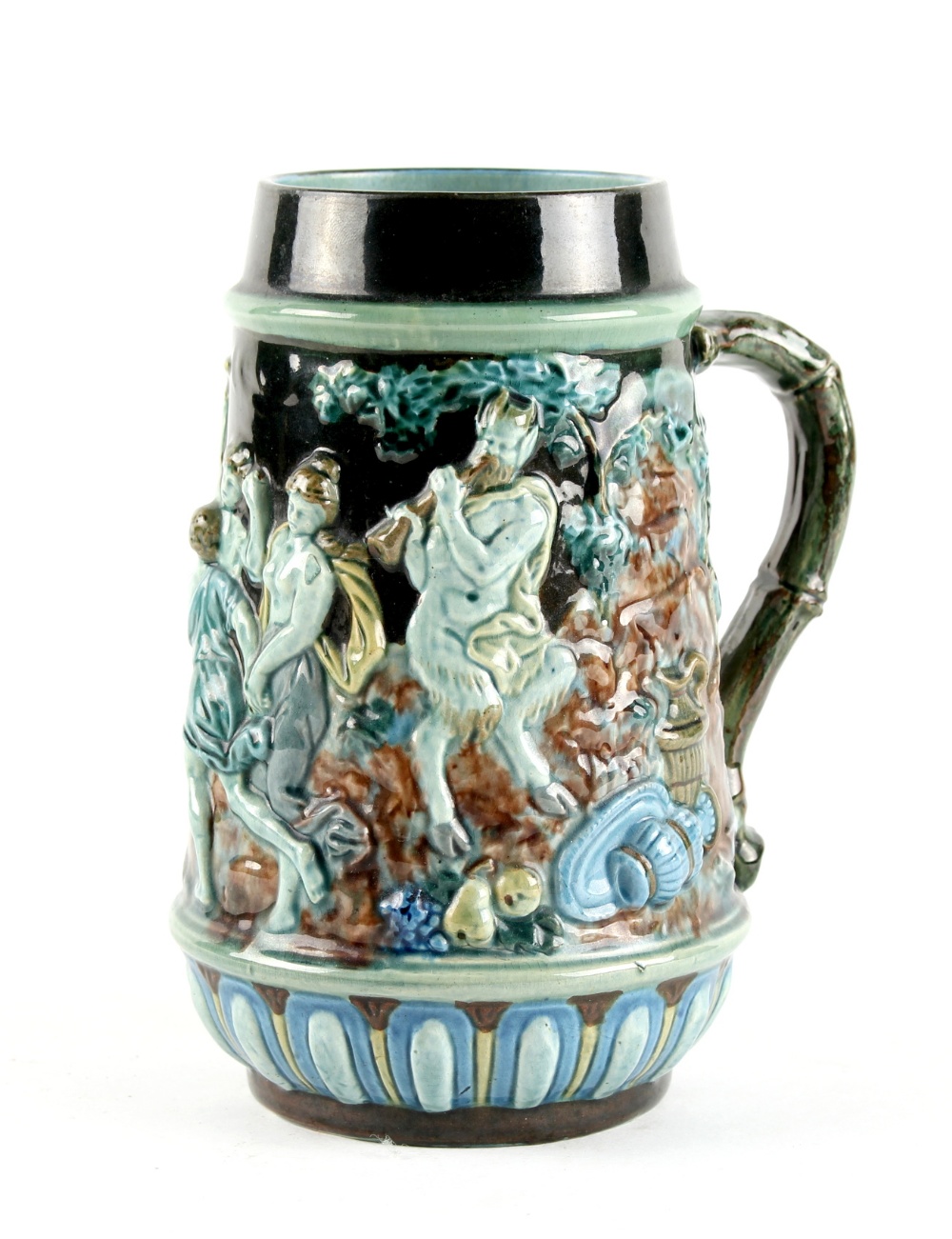 Property of a lady - a late 19th / early 20th century Continental majolica mug or tankard, decorated