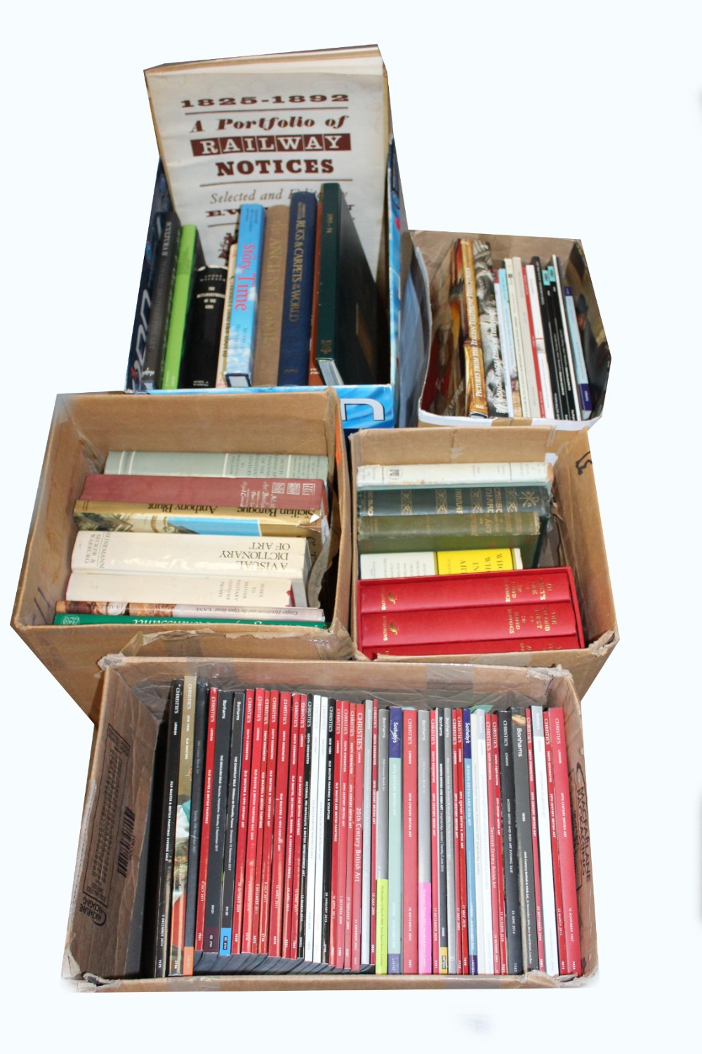 Five boxes containing assorted antiques & art related books & auction catalogues (5) (see