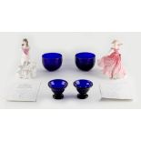 Property of a lady - a pair of 19th century 'Bristol' blue glass finger bowls; together with a