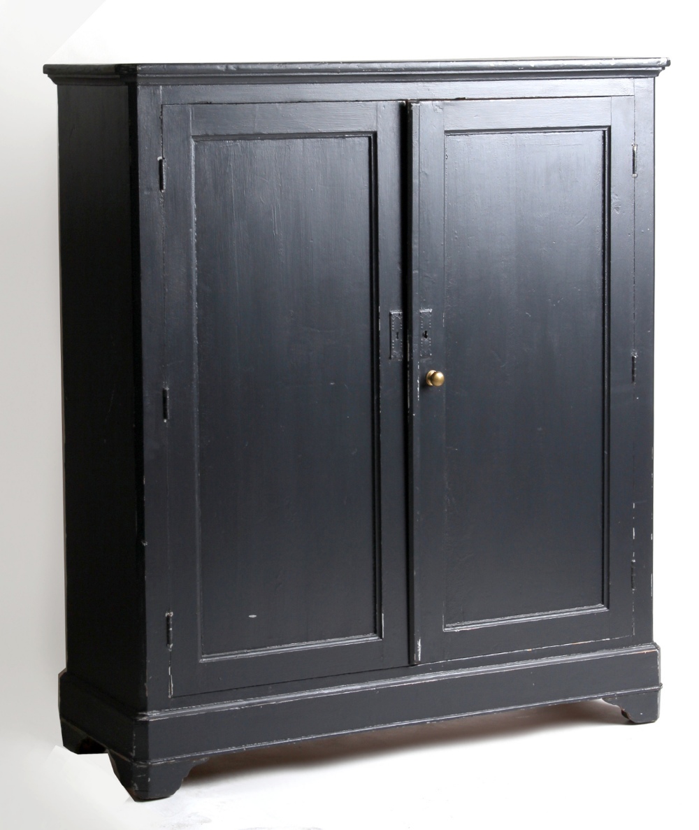 Property of a gentleman - a dark blue painted late 19th / early 20th century Continental panelled