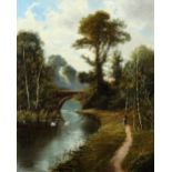 Property of a gentleman - Octavius Thomas Clark (1850-1921) - RIVER LANDSCAPE WITH FIGURE ON PATH