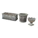 Property of a deceased estate - a well-weathered reconstituted stone rectangular garden planter,