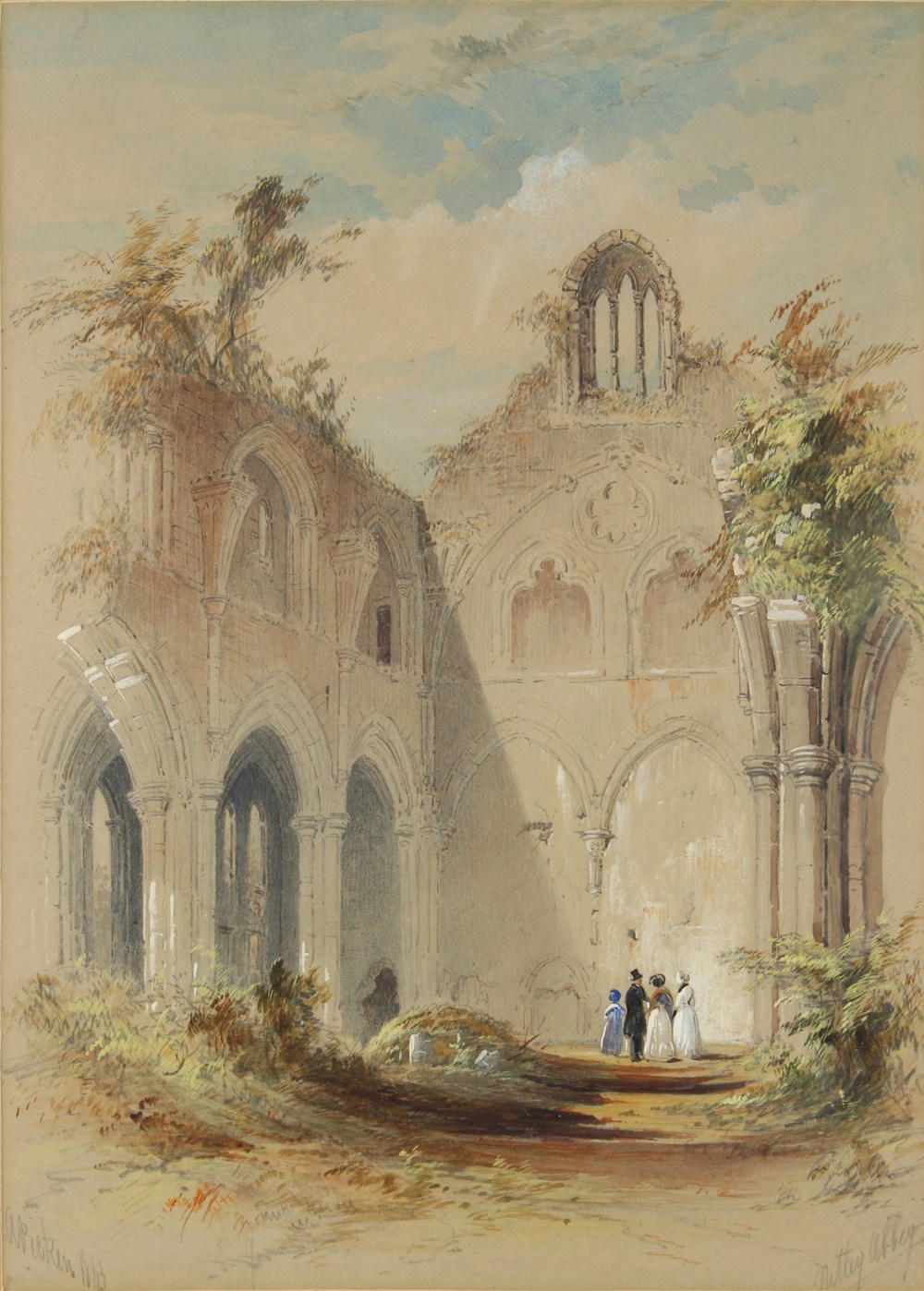 Property of a deceased estate - Andrew Picken (1815-1845) - NETLEY ABBEY - watercolour, 13.8 by 9.