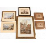 Property of a gentleman - manner of Samuel Prout - A NORMANDY STREET SCENE - watercolour, 20.5 by