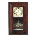 Property of a gentleman - a late 19th century American walnut cased shelf clock, the glazed door