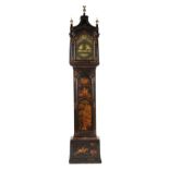 Property of a deceased estate - a black chinoiserie decorated 8-day striking longcase clock, first