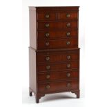 Property of a gentleman - a reproduction mahogany tallboy, of small proportions, with brushing