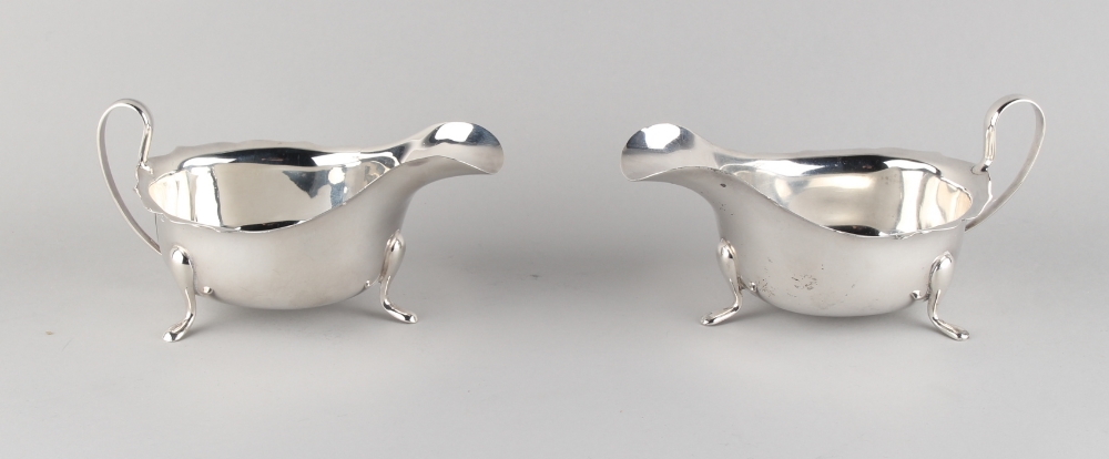 Property of a lady - a pair of silver sauceboats, makers Edward Viner, Sheffield 1932 & 1936 (