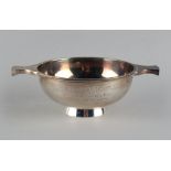 Property of a lady - a Scottish silver quaiche, with engraved presentation inscription, makers