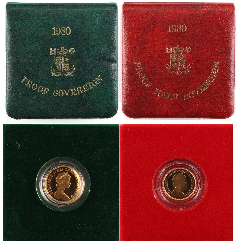 Property of a lady - gold coins - a Royal Mint Proof 1980 gold full sovereign, in case; together