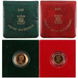 Property of a lady - gold coins - a Royal Mint Proof 1980 gold full sovereign, in case; together
