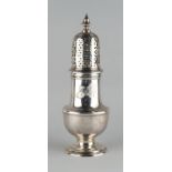 Property of a lady - a George II silver baluster caster, with engraved initials, Samuel Welder,