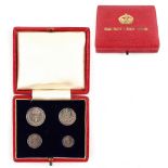 Property of a gentleman - coins - GB - a set of four 1908 Maundy silver coins, 4d, 3d, 2d and 1d, in