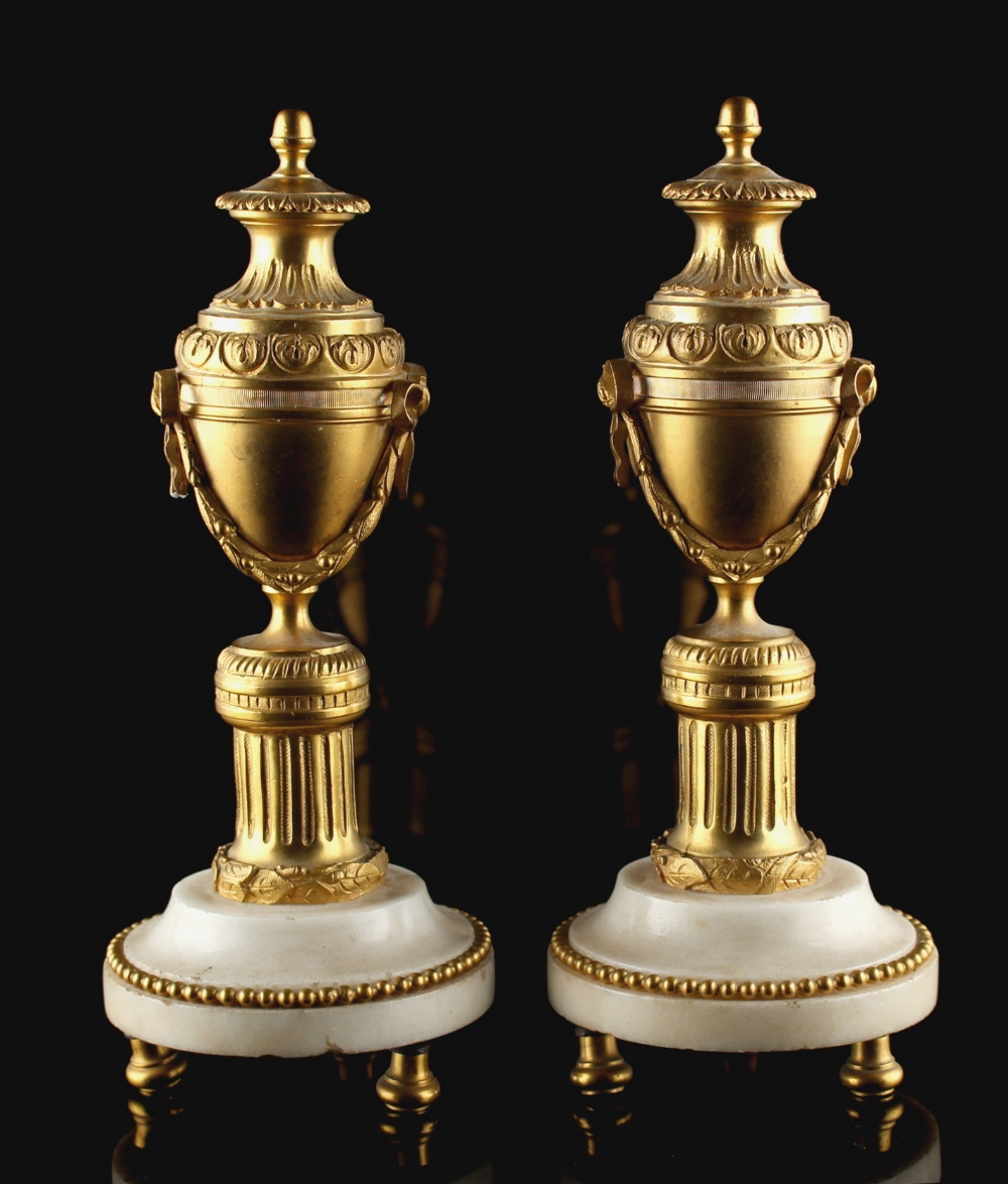 Property of a deceased estate - a pair of late 19th century French ormolu & white marble