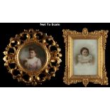 A late 19th / early 20th century circular portrait miniature of a lady, signed Lafayette, 3.