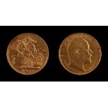 Property of a gentleman - gold coins - a King Edward VII 1906 gold full sovereign (see