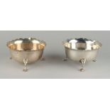 Property of a lady - a pair of late Victorian silver bonbon dishes, with petal rims & trefid feet,
