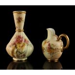 Property of a deceased estate - a late Victorian Royal Worcester blush ivory vase, painted with