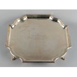 Property of a lady - a Scottish silver salver or waiter, of square form with serpentine shaped