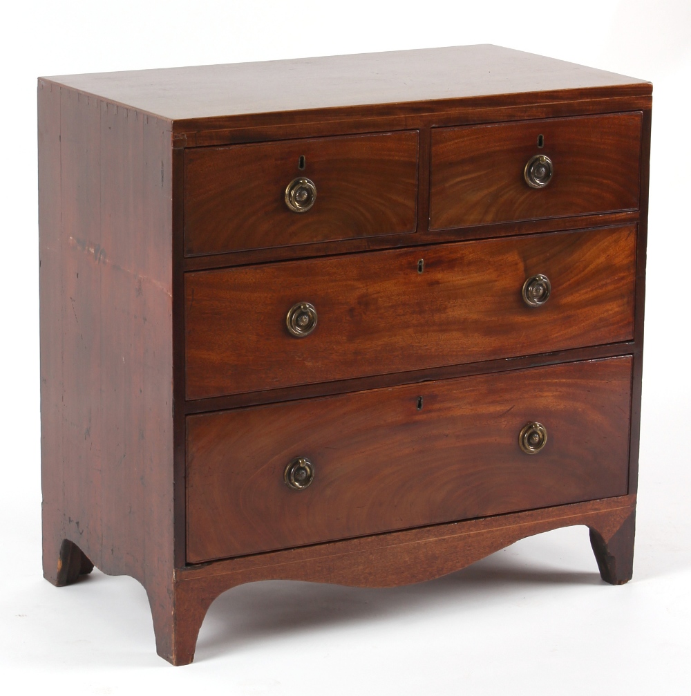 Property of a gentleman - a small 19th century mahogany chest of two short & two long drawers, 31.