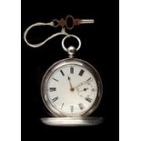 Property of a lady - a Victorian silver cased hunter pocket watch, the chain fusee movement engraved