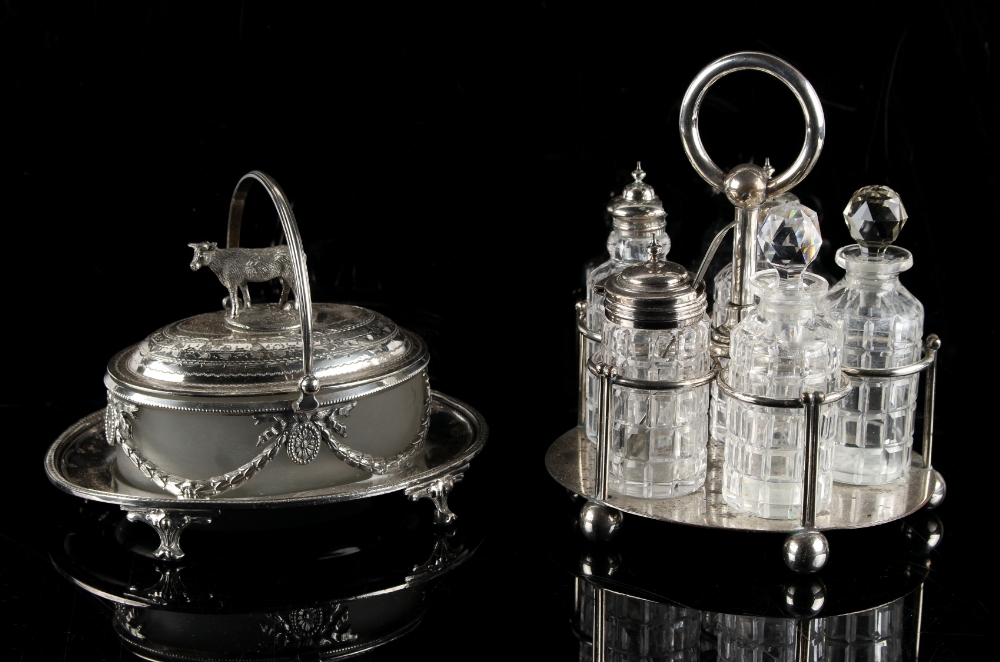 Property of a gentleman - a late 19th / early 20th century silver plated butter dish, the cover with