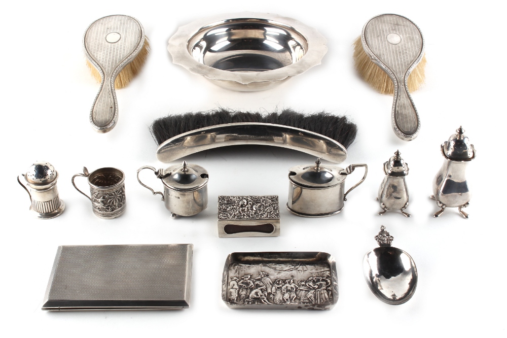 Property of a lady - a bag containing assorted silver & white metal items including condiments,